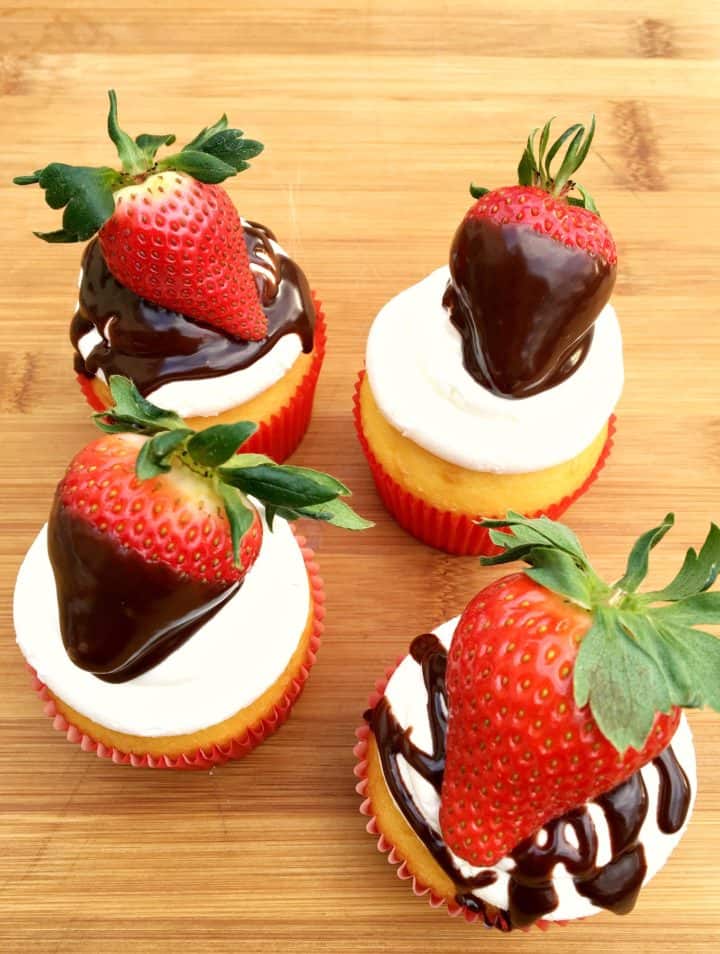 Chocolate covered strawberry cupcakes for Valentine's Day