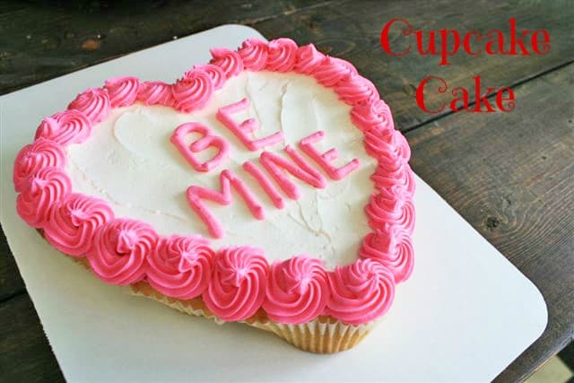 Valentine's Cupcake Cake- an easy trick so it doesn't look messy!