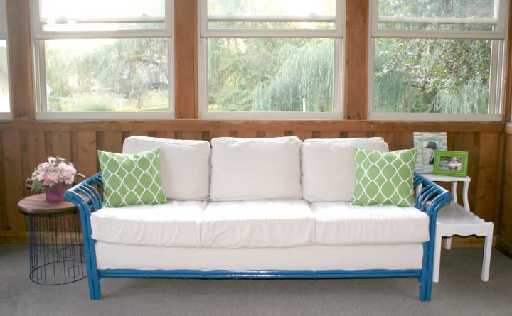 sunroom wicker couch after