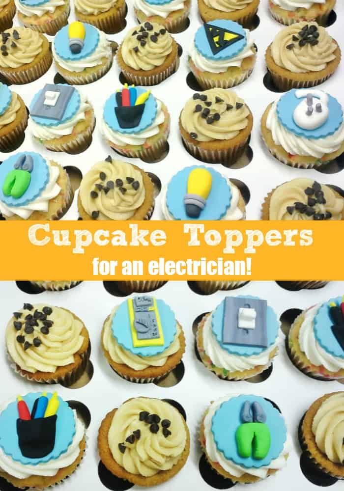 electrician electric fondant birthday cupcake toppers