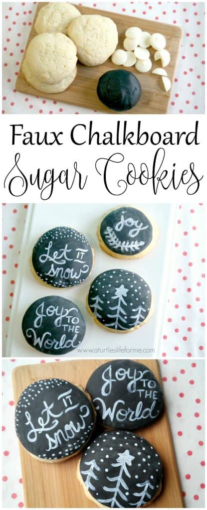 Make these faux chalkboard sugar cookies with fondant and food coloring! So much easier than it looks!