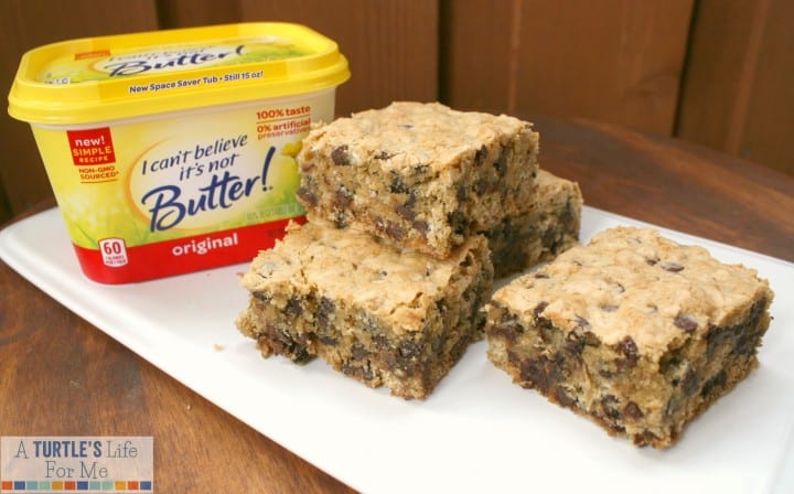 oatmeal chocolate chip cookie bars I can't believe It's not butter