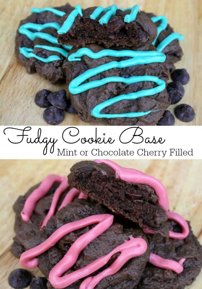 fudgy cookie base mint chocolate cherry filled