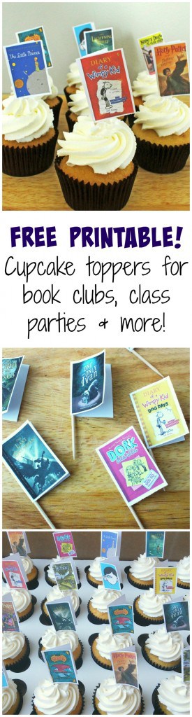 Book cover free printable cupcake toppers