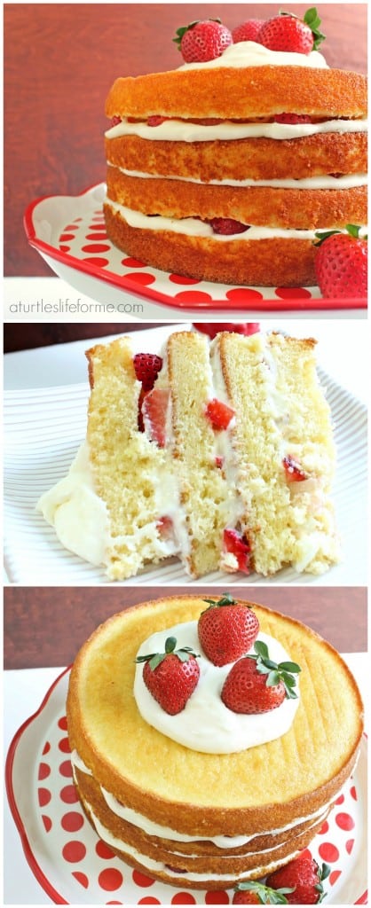 Strawberry Lemon Cream Layer Cake- A Turtle's Life for Me