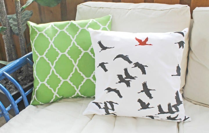 bird stencil paint a pillow