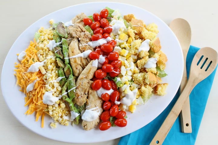 Grilled Chicken Cobb Salad with Bleu Cheese Dressing