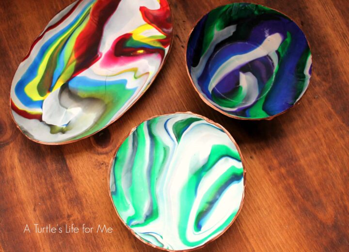 marbleized jewelry dishes made from oven baked clay
