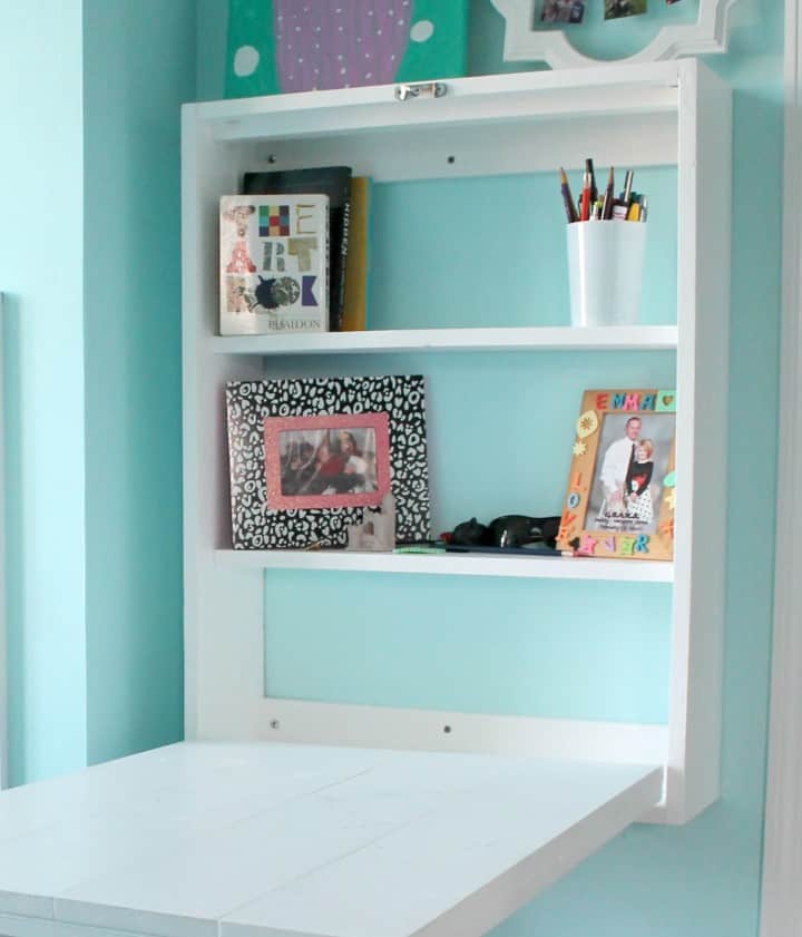 This Murphy desk is great for small spaces and only cost about $30 to make!