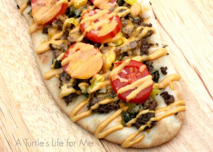 Cheeseburger Flatbread- A Turtle's Life for Me