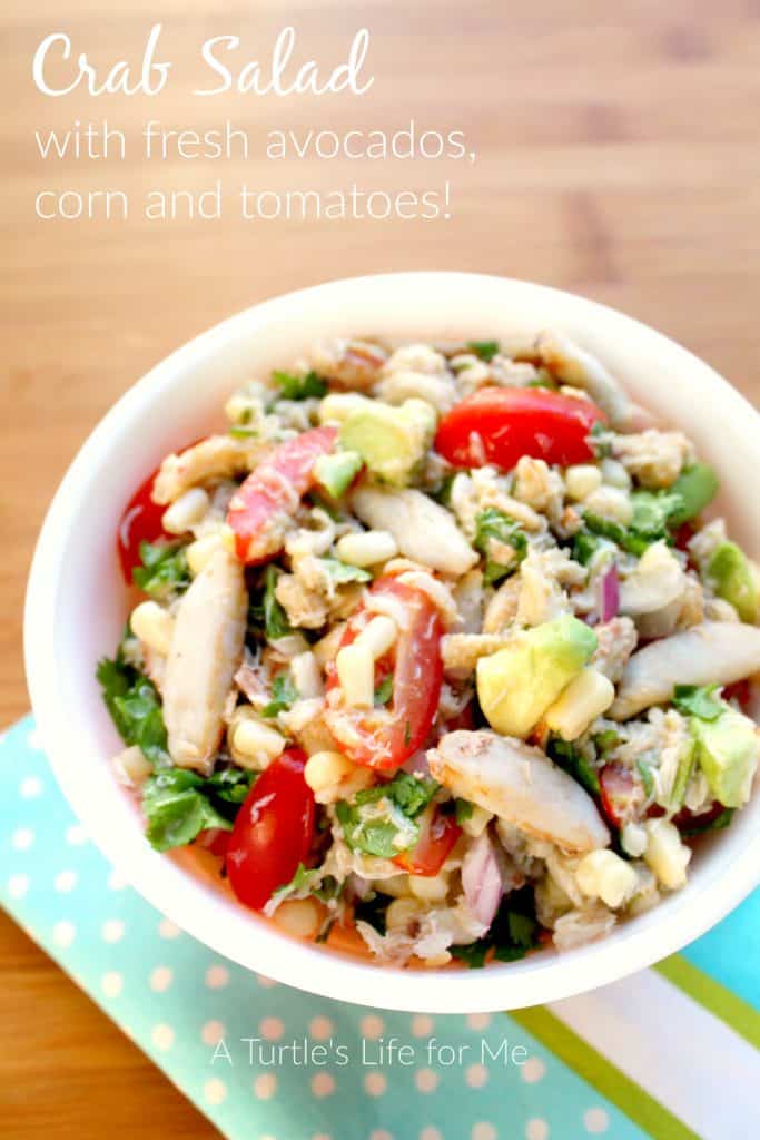 crab salad with avocados corn and tomatoes
