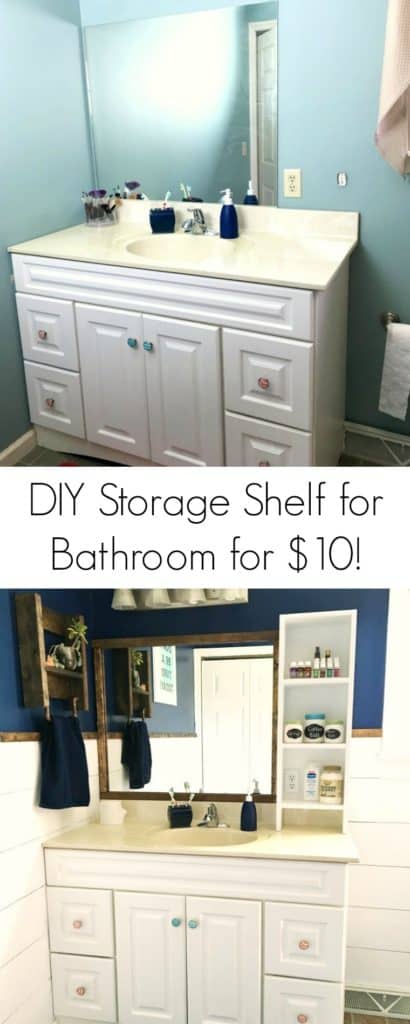 Create this storage shelf for your bathroom vanity to fill up an awkward space!