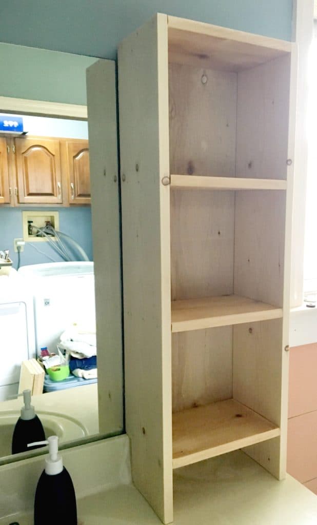 DIY wooden shelf for bathroom