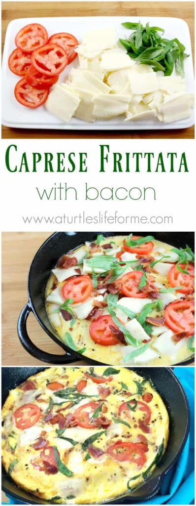 Caprese Frittata with bacon recipe for an easy breakfast or brunch!