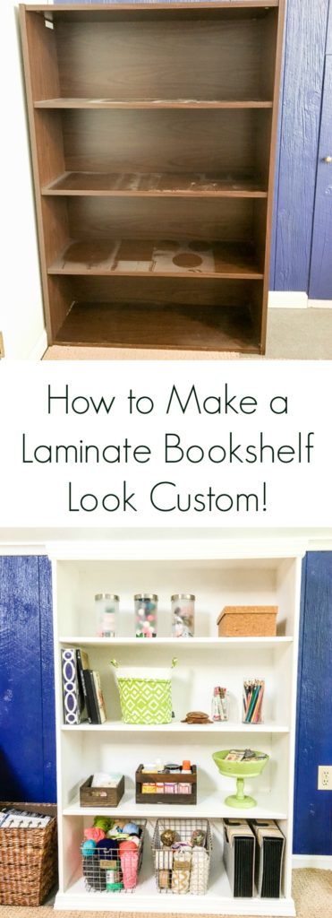 Easy tutorial for how to make a laminate bookshelf look custom