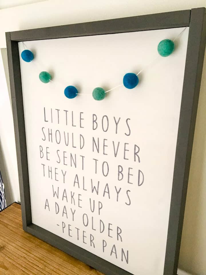 handpainted sign with felt garland