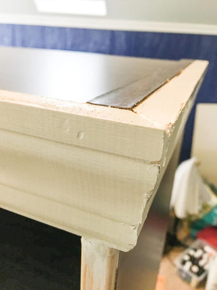 how add moulding to a laminate bookshelf to make it look custom