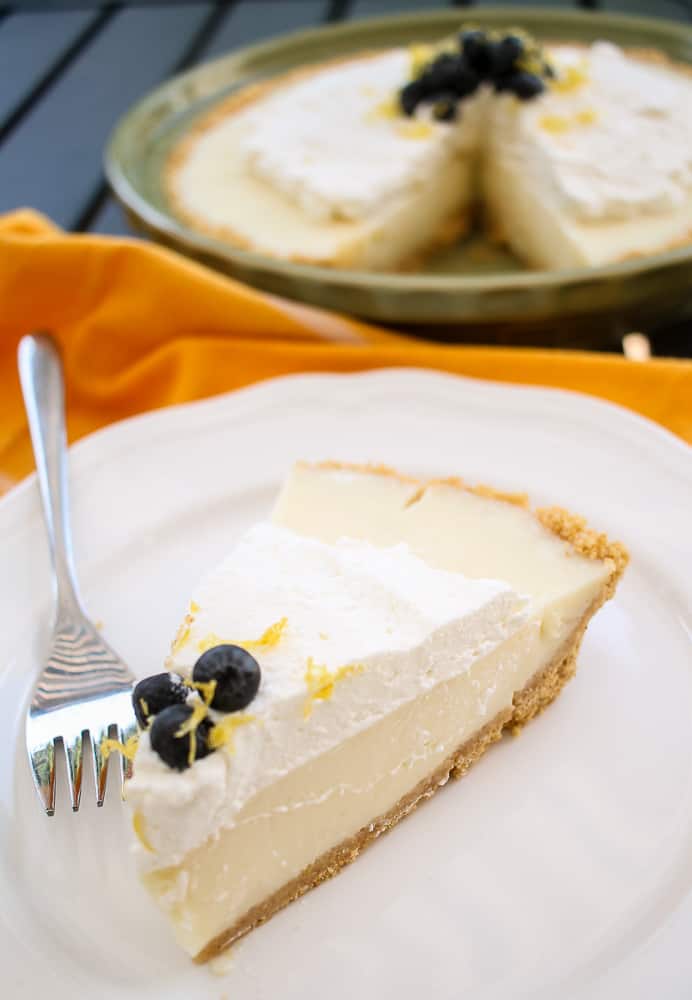 lemon ice box pie recipe with blueberries and whipped cream